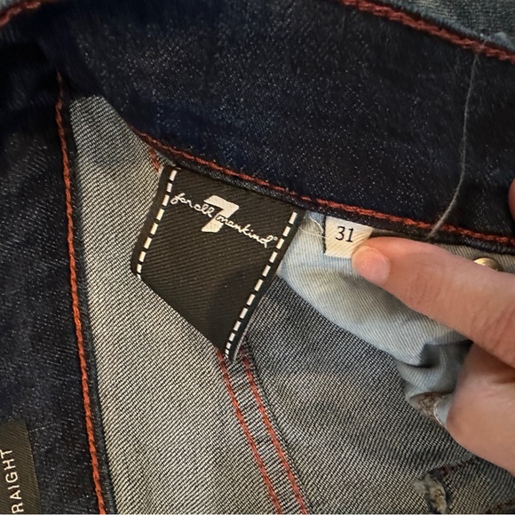 7 for all mankind AIRWEFT DENIM THE STRAIGHT jeans size 31 medium stretch - Picture 12 of 15